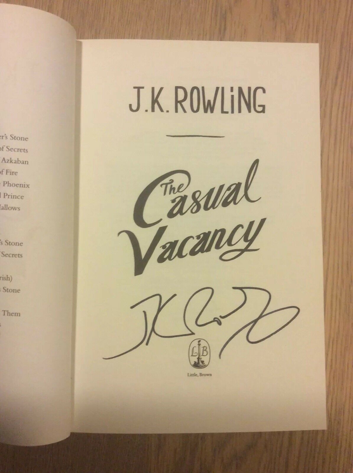 JK Rowling Forgery inside of a Casual Vacancy