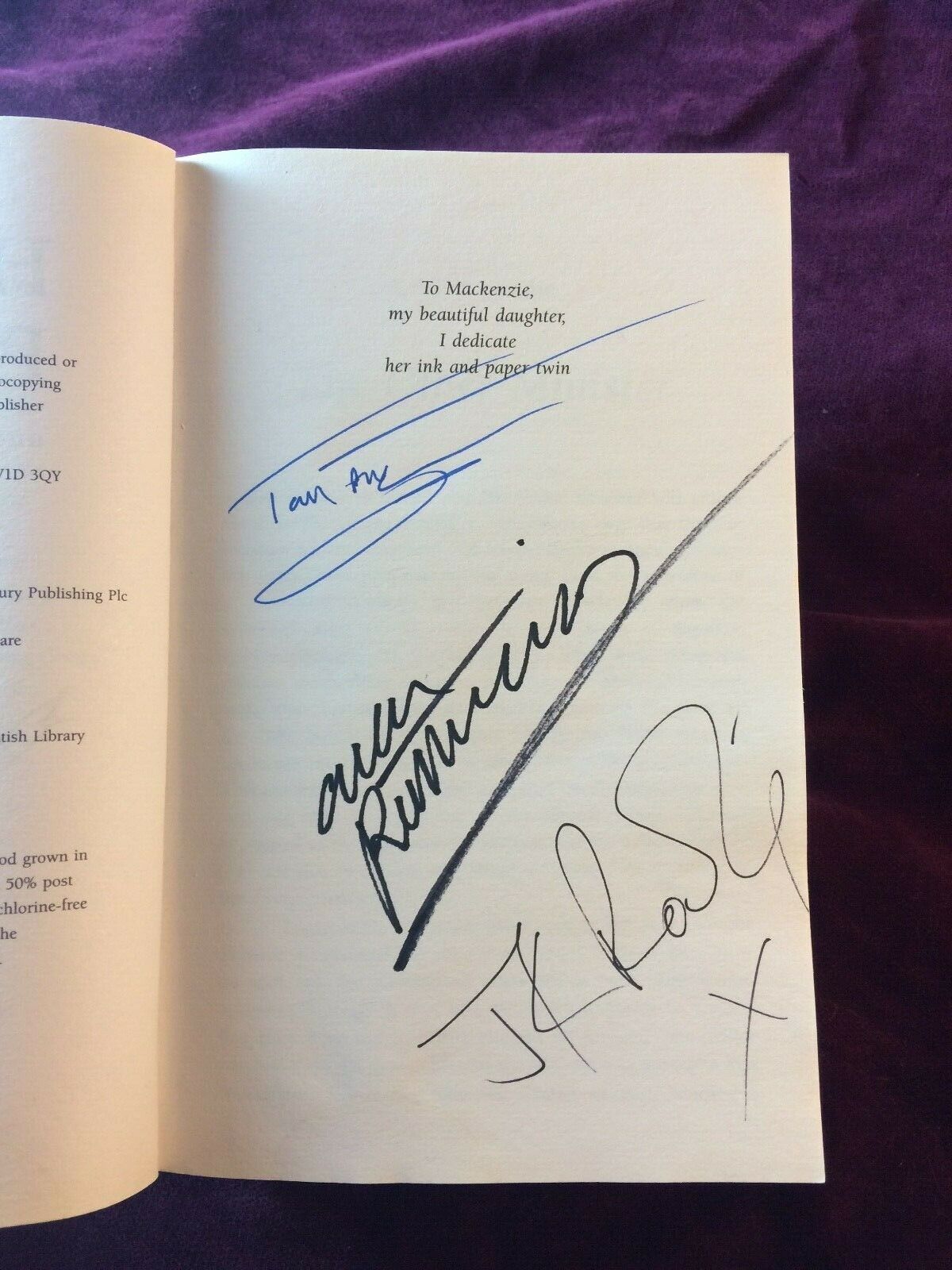 J.K. Rowling signature forgery found inside a UK Harry Potter and the Half-Blood Prince on ebay. Sold by beatjup0.