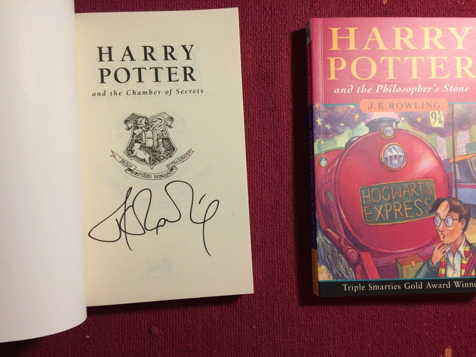 J.K. Rowling signature forgery found inside a Harry Potter and the Chamber of Secrets. Sold in a set with a forged Philosopher's Stone. Sold by MColes78 on Ebay.