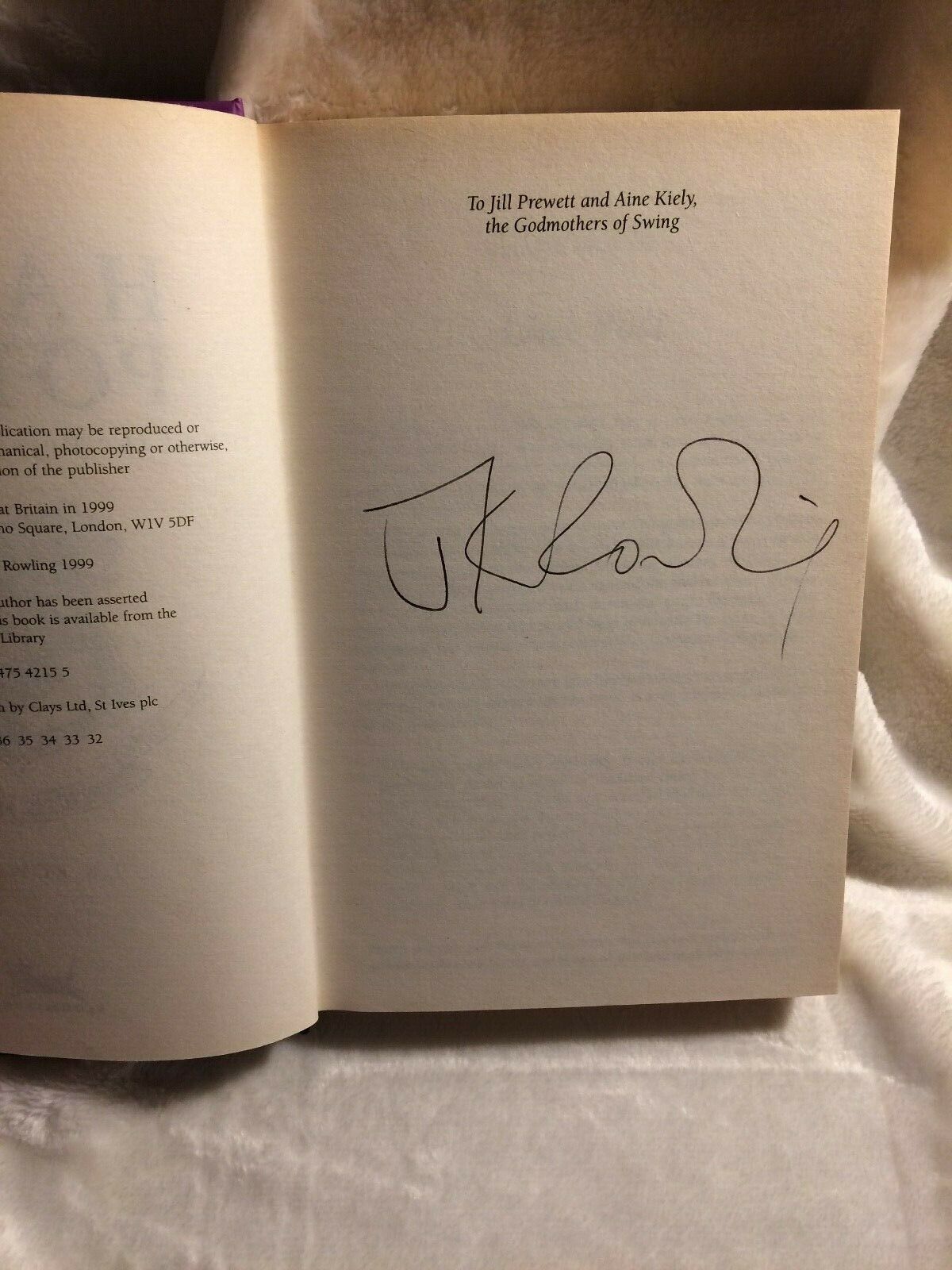 J.K. Rowling signature forgery found inside a Harry Potter and the Prisoner of Azkaban. Sold on eBay by MColes78.